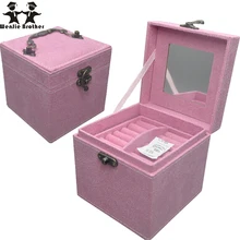 wenjie brother Professional quality 3 layer PU mini Makeup Case Beauty Case Cosmetic Bag cosmetic case Multi Tiers Jewelry Box