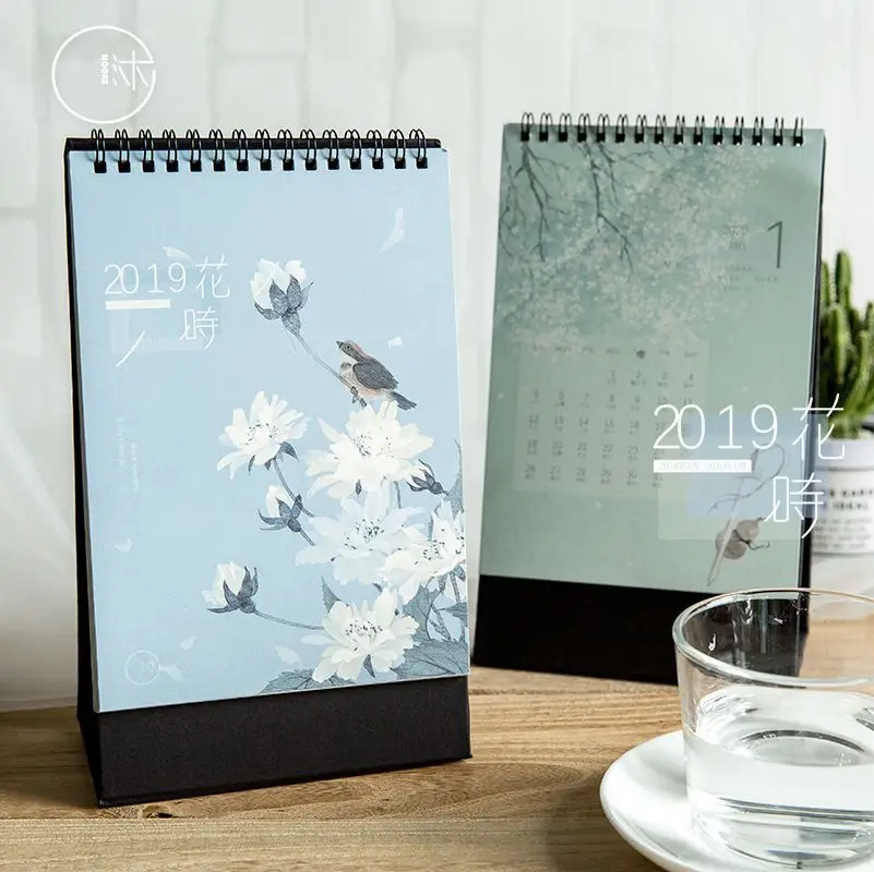 

2019 Fresh Beautiful Flowers Desk Calendar DIY Creative Table Calendars Daily Schedule Planner 2018.09~2019.12