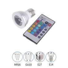 E27 RGB светодиодный светильник с дистанционным управлением, точечный светильник, 16 цветов, меняющийся прожектор, 3 Вт, светильник, 24 ключа, ИК-пульт,, M4