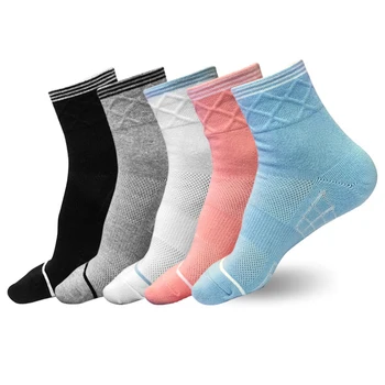 

Women's high-quality cotton socks (5-pairs), suitable for running, traveling, suitable for exercise, deodorant, sweat-absorbent