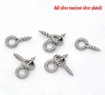 

DoreenBeads Silver Color Screw Eyes Bails Top Drilled Findings 8x4mm, sold per packet of 150 2015 new