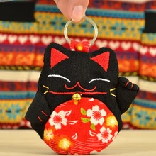1pcs plutus cat National wind Handmade cloth art smoked pull Key Wallets Women lady/Men children Keychain Holder Purse Case Bags