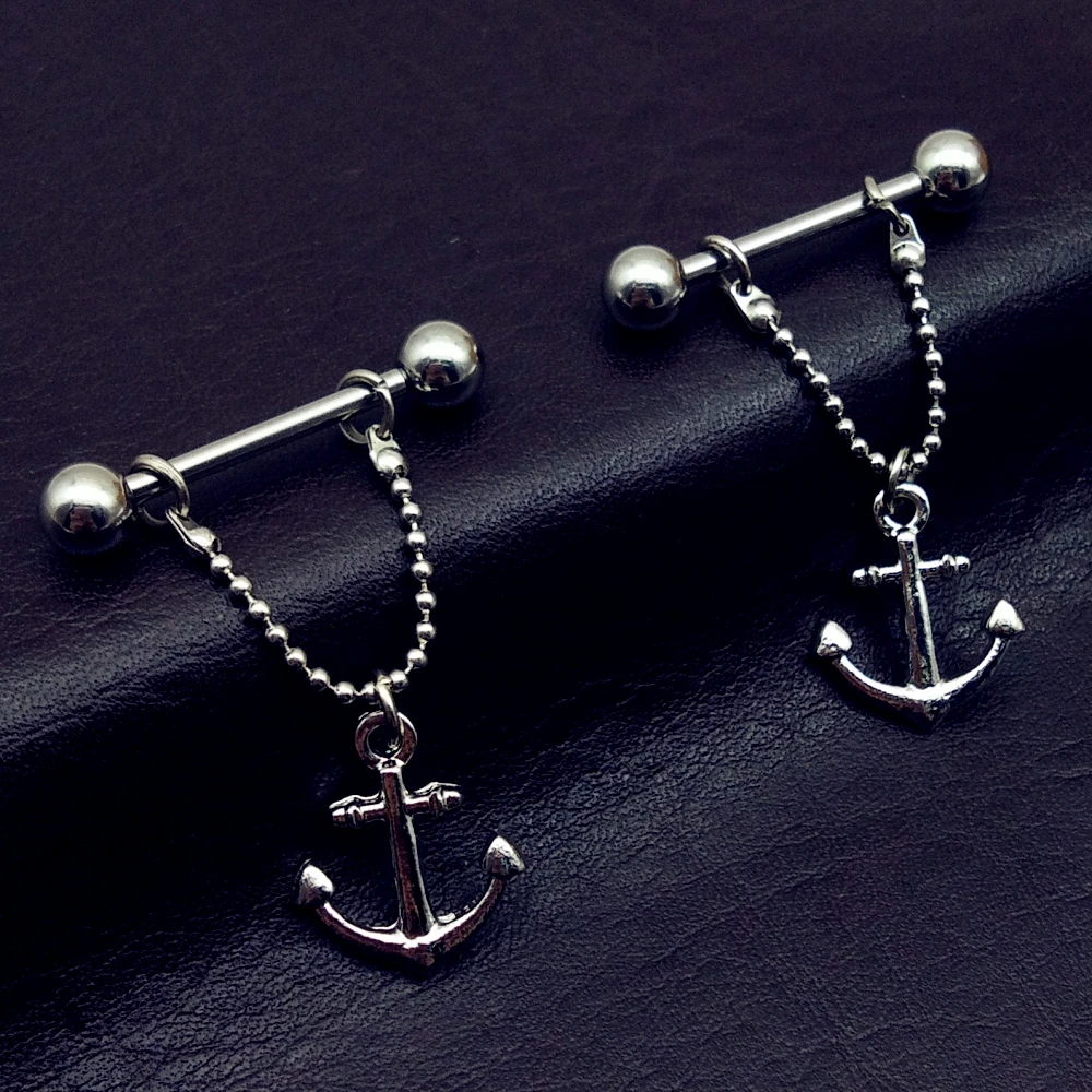Christmas 1 Pair 316L Surgical Steel Anchor Dangle Body Piercing Nipple