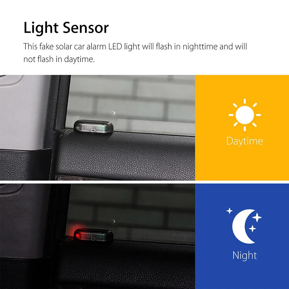 Поддельная Солнечная Автомобильная сигнализация, светодиодный светильник, автоматическая система безопасности, противоугонная вспышка, мигающая Предупреждение льная лампа для автомобиля