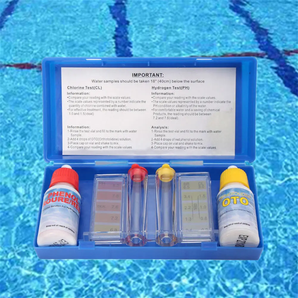 

1 Set PH Chlorine Water Quality Test Kit Hydrotool Testing Kit Accessories for Swimming Pool EDF88