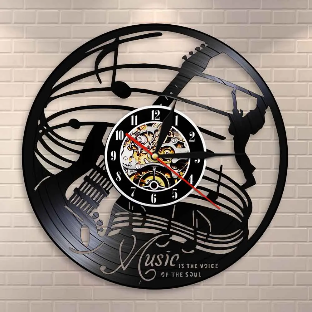 1Piece Guitar Music Instrument Vintage Vinyl LP Record Wall Clock