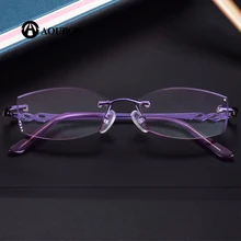 Diamond Cut отделкой рамки роскоши и объектив фиолетовый Дамская выполненные очки для чтения дальнозоркостью canetas Очки Лупа AB878