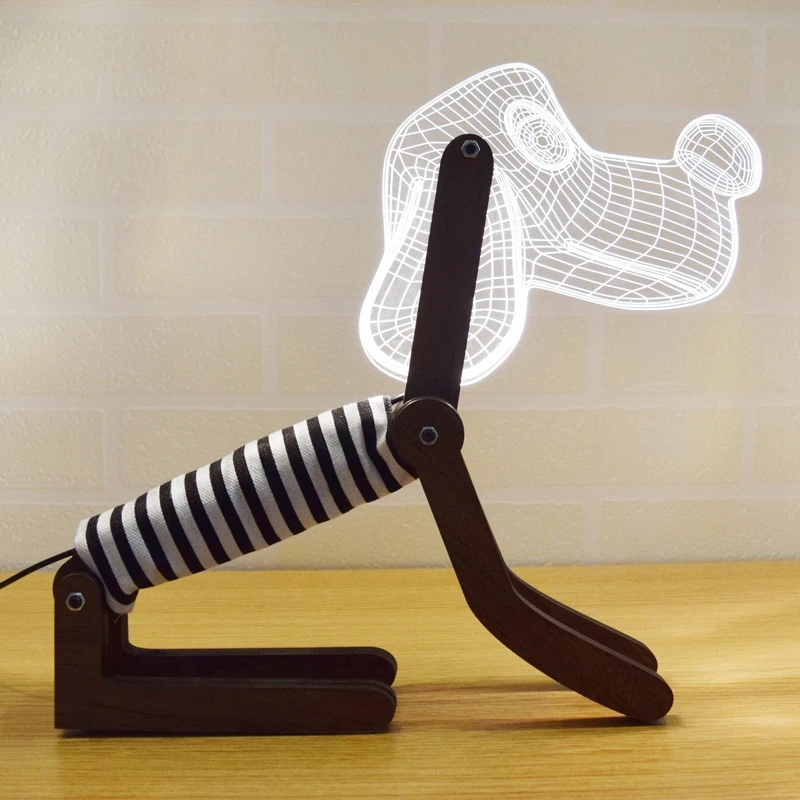 3D Cute Dog Table Lamp Wood Support Acrylic Lampshade USB Dimming Adjustable Posture LED Desk Light Children Kids Birthday Gift (7)