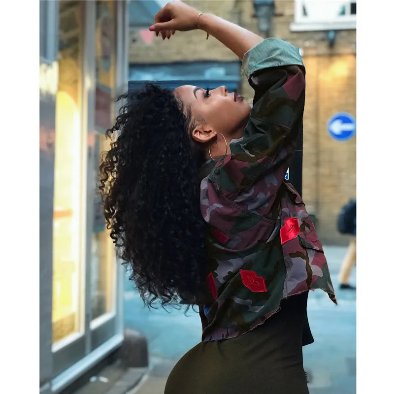 amazing Camouflage Jacket Women Summer Crop Top Turn-Down Collar Camo Jacket Chic Short Shirt Military Coat