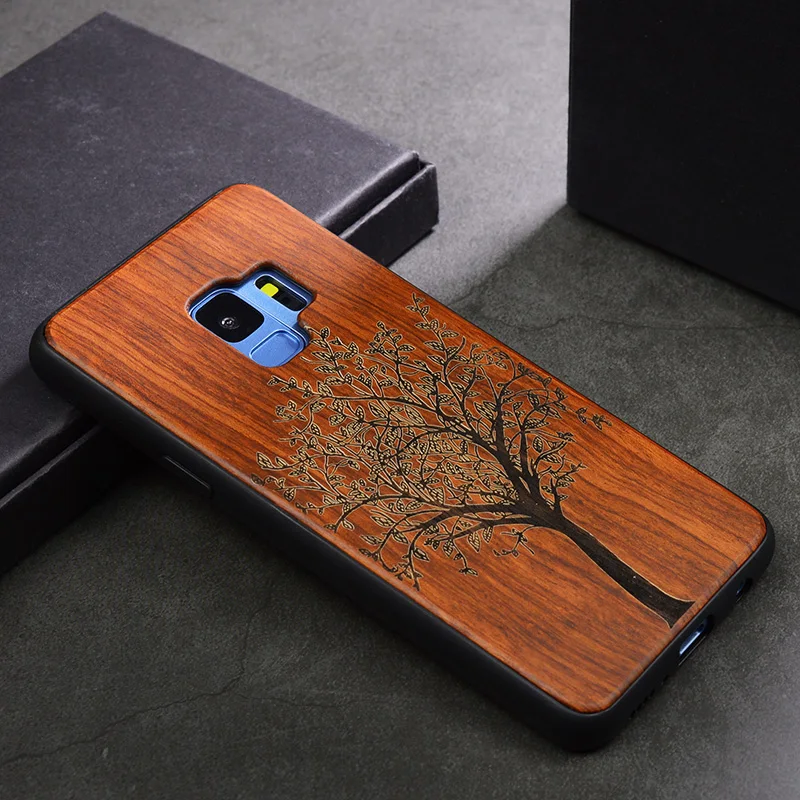 Rejaski бамбуковые деревянные чехлы для телефонов Samsung Galaxy S9 Plus God Totem Wolf Ретро