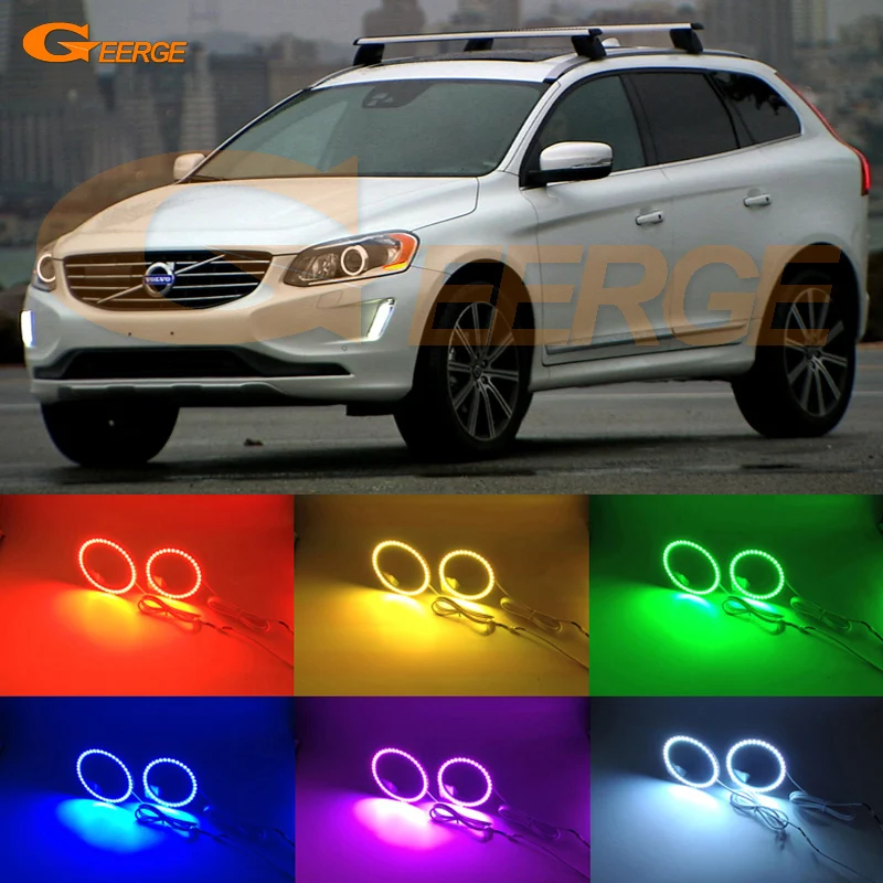

For Volvo XC60 2014 2015 2016 XENON HEADLIGHT Excellent Multi-Color Ultra bright RGB LED Angel Eyes kit Halo Rings