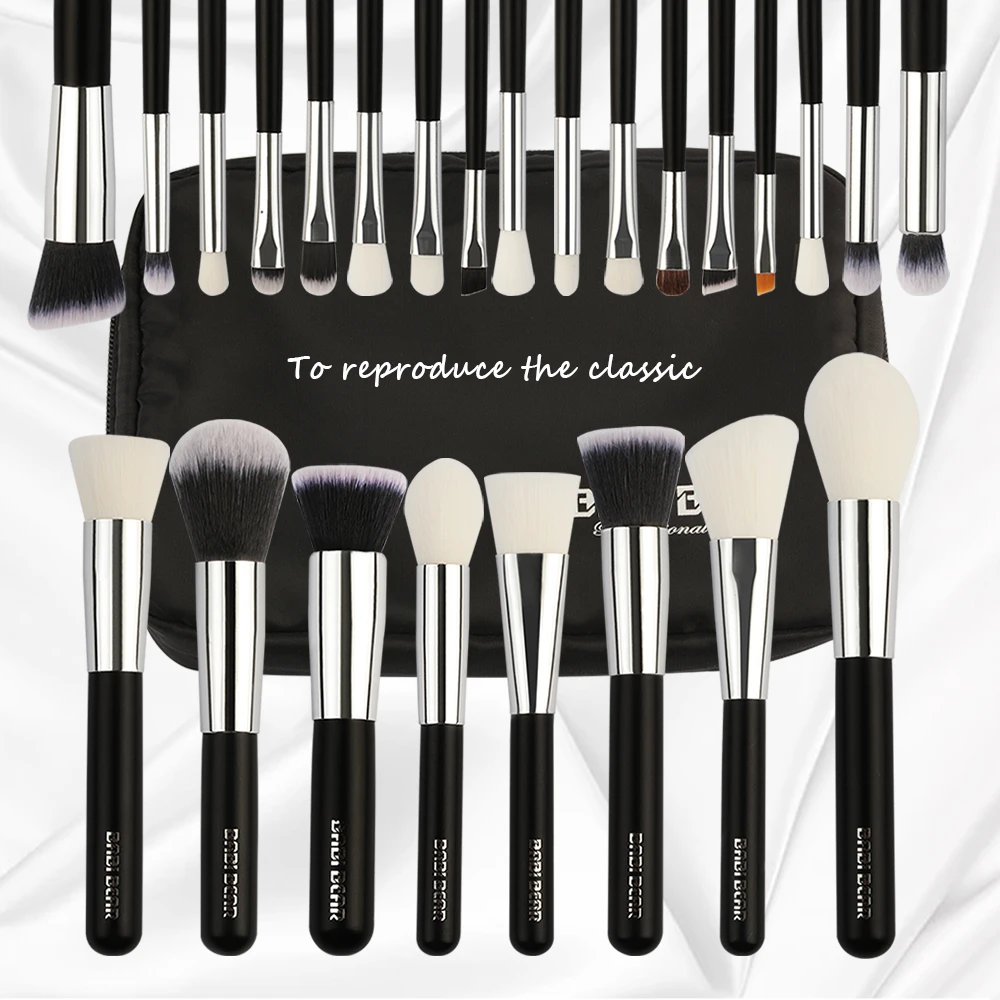 

25pcs Black /silver Foundation Brush Set Wooden Makeup Brushes Sets Eyebrow Contour Eyeshadown Brush Makeup Set Kit Maquiagem