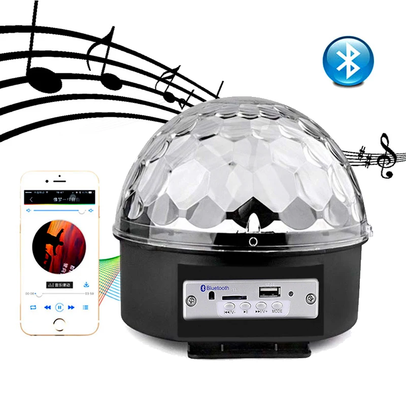 9 الألوان بلوتوث MP3 مصباح LED قرصي الكرة كشاف إضاءة للحفلات الدورية مصباح منصة DJ العارض الليزر الموسيقى اللعب Soundlights ديسكو مصباح