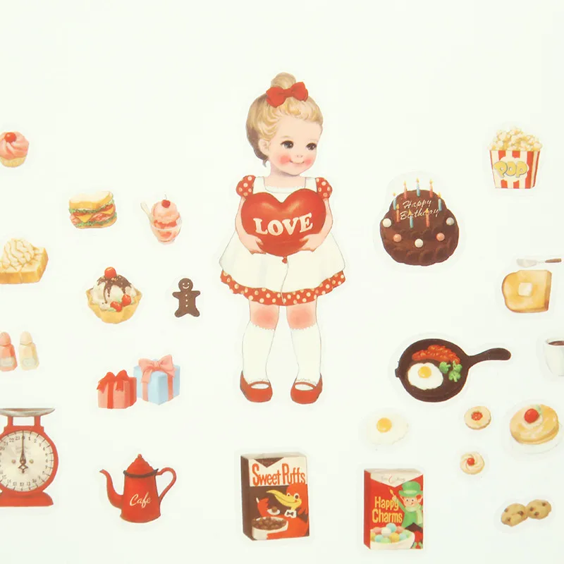 6 листов Kawaii милая девушка кукла телефон декоративные наклейки DIY Декоративные Украшения Stick этикетка бумажные ремесла