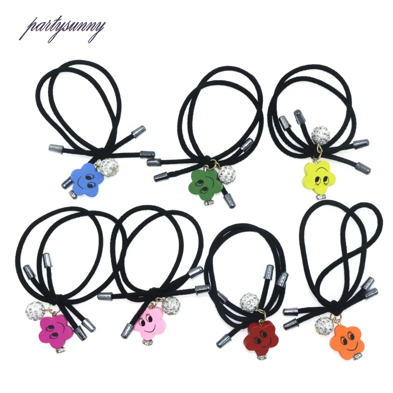 

PF Rubber Bands Rhinestone Smiling Face Headwear Elastic Bands Elegant Scrunchy for Hair Tie Rope Ponytail Holder Casual CG004