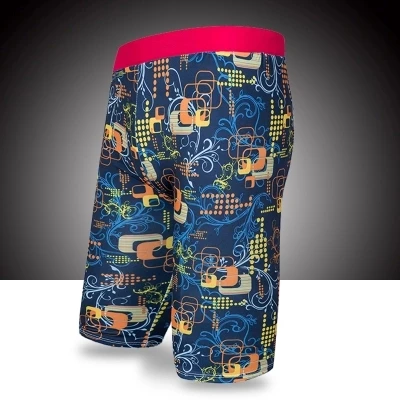 

2019 Summer Beach Men Quick Dry Swimwear Long Swimming Trunks Men's Swimsuit Colorful Print Boxer Professional Briefs Pants