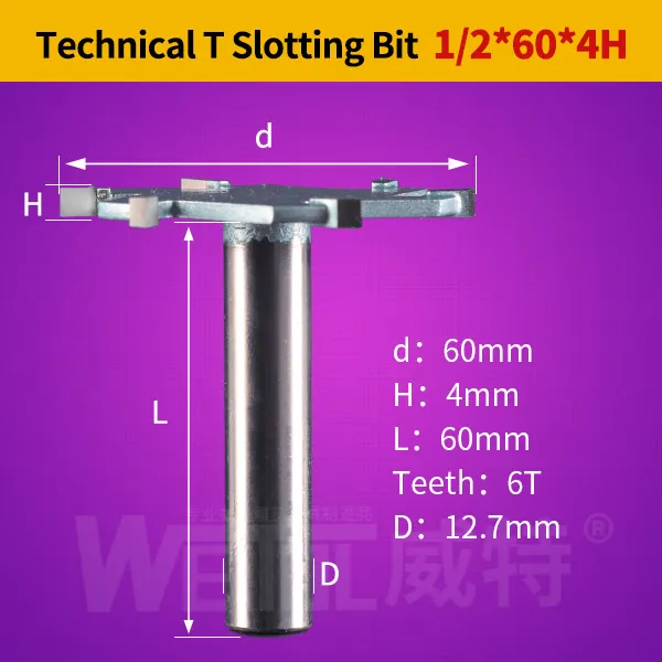 Weitol 1 шт. фреза Маршрутизатор промышленного класса T для обработки дерева Деревянный Para CNC резки древесины - Длина режущей кромки: 12.7-60-4H
