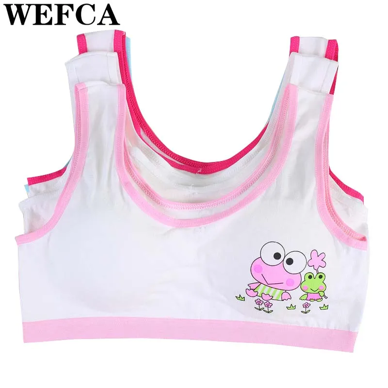 

2018 Newest Kids Girl Training Bra Organic Cotton Wirefree Soft Underwear Bra for Teenage Puberty Student Underwear 12-18Y Youth