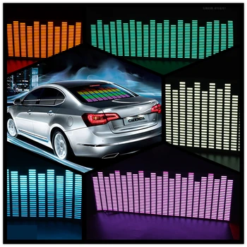 

OKEEN 90*10 cm car Led EL sheet Light sound Equalizer Sound Rhythm Car Sticker Flash Colorful Music Rhythm Pattern Decoration