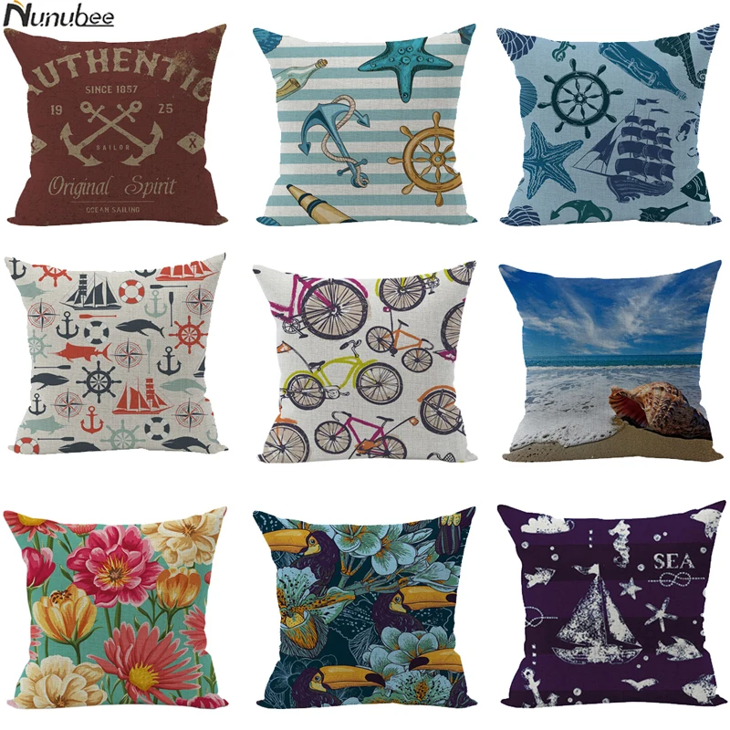 Этническая Цветочные cushioncover paitting Ocean almofada Boho декоративные Pillowscase scandinave cojines Nordic
