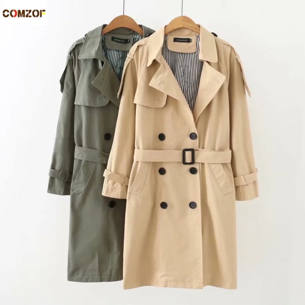 Buy Korean women trench coat double breasted fashion