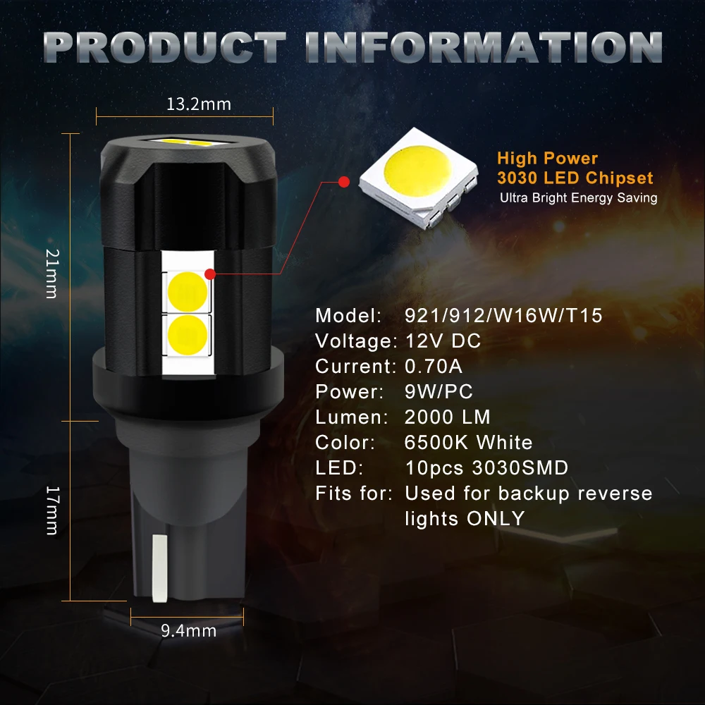 2 шт W16W светодиодный CANBUS ОШИБОК T15 912 921 светодиодный лампы для Европейский автомобиль Резервное копирование Фары заднего хода для VW Golf BMW E60 E90 Audi A3 A4 A5