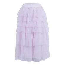 Женское многослойное длинная юбка в пол из тюля юбка принцессы балетная пачка для танцев с оборками для выпускного вечера однотонное кружево