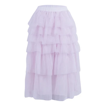 

Women Multi Layers Tulle Skirt Long Skirt Princess Ballet Tutu Dance Ruffle Prom Solid Lace