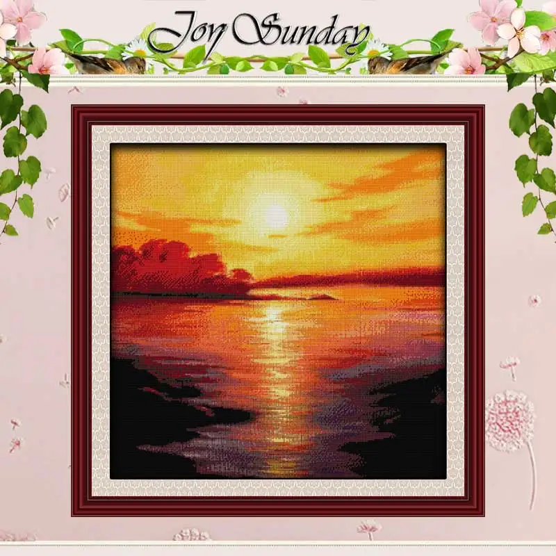 

Sea in Twilight Patterns Counted Cross Stitch 11 14CT Cross Stitch Set Wholesale Scenery Cross-stitch Kits Embroidery Needlework