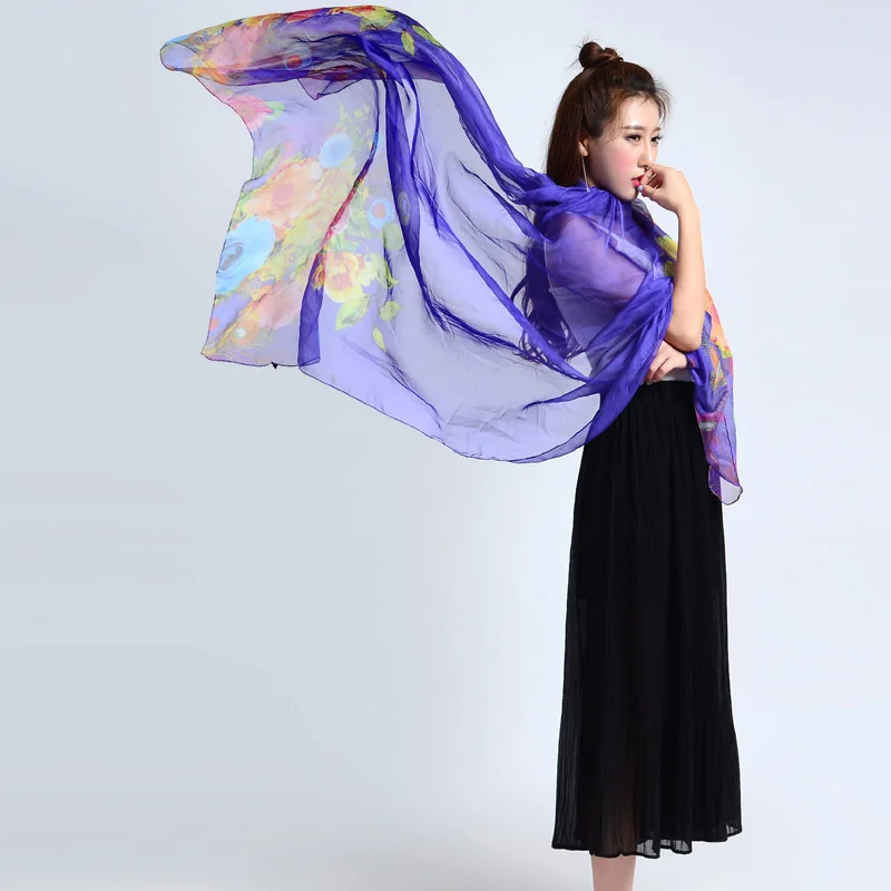 [FAITHINK] Модный женский хиджаб твердый Павлин крыло печати шарф пончо длинный большой размер Bufanda 200*150 см синий/оранжевый/фиолетовый