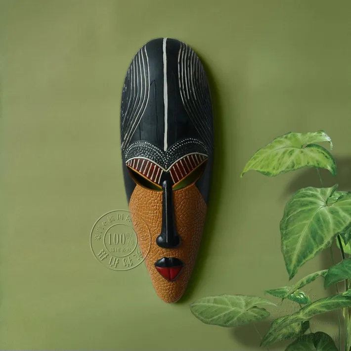 Африканский стиль Племенной маска стены искусства Висячие гостиной бар украшения дома смолы Винтаж золотой