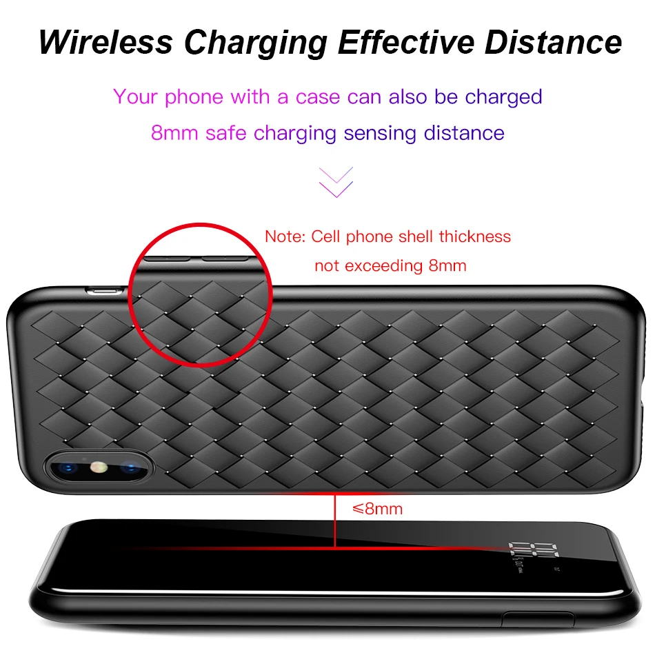 Baseus LCD 8000mAh QI Wireless Charger 2A Dual USB Power Bank For iPhone X 8 Samsung S9 Battery Charger 5W Wireless Charging Pad