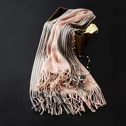 Новинка 2017 года Дизайн однотонные зимние Для женщин кашемировый шарф вязаный длинный шали палантины бандана женский платок кисточкой