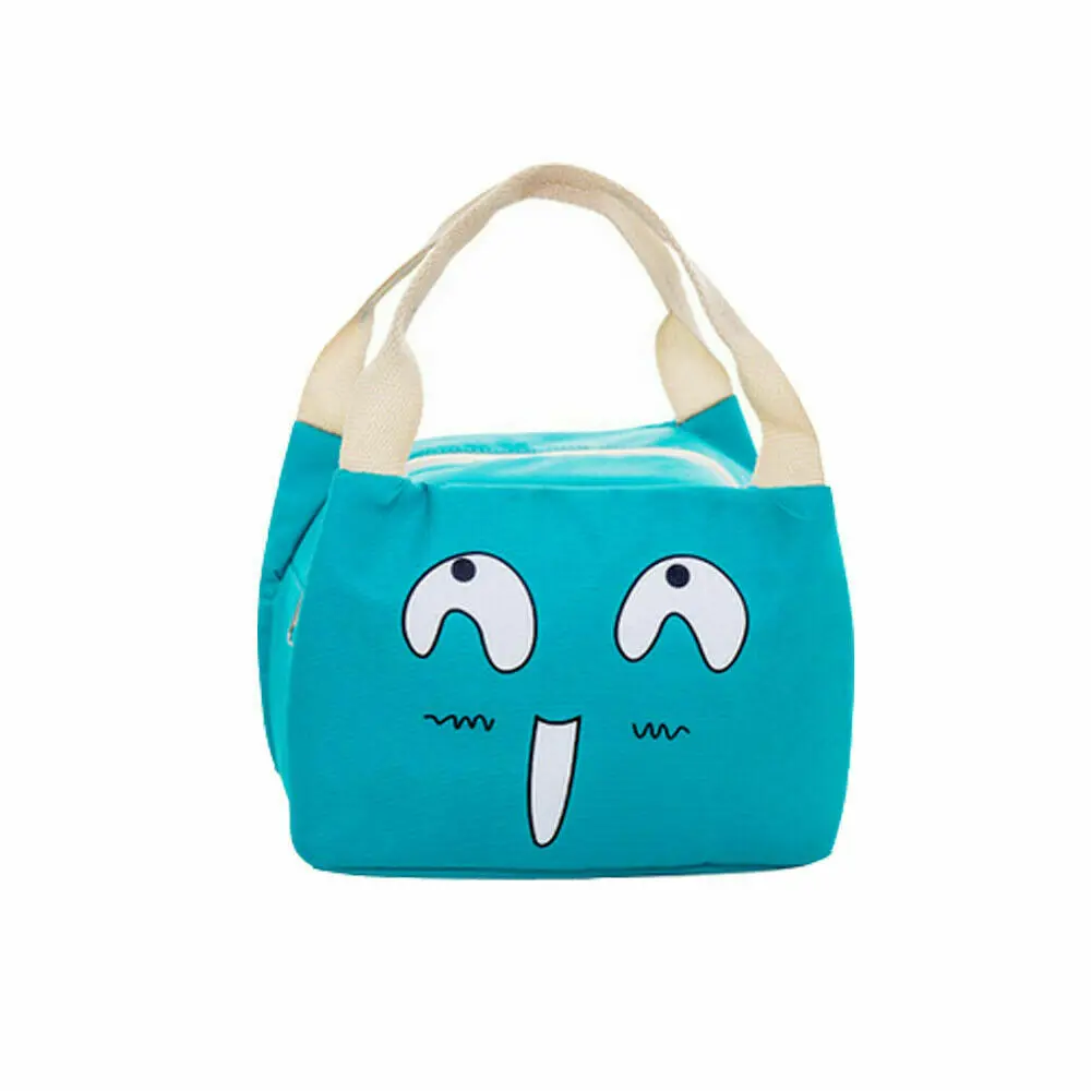 Новая мужская и женская сумка тоут для ланча с милым мультяшным дизайном многоразовая портативная оксфордская текстильная сумка-холодильник Сумочка термозащитная сумка - Цвет: Синий