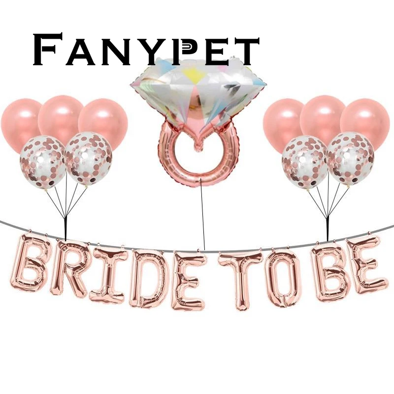 rose Gold Diamond Ring Foil Balloon Rose Gold Bride to Be Balloon Letter Balloon Bridal Shower Wedding Engagement Decoration