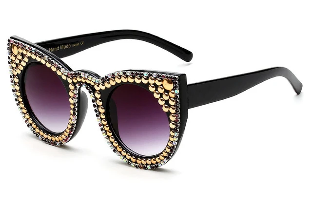 Peekaboo Fashion Luxury Rhinestone Cat Eye Sunglasses Women Brand 