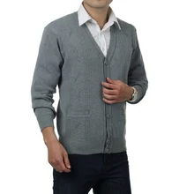 WAEOLSA мужские шерстяные свитера Cardiagn, вязаные топы с v-образным вырезом, Мужская шерстяная вязаная одежда, темно-серый кардиган, свитер, весенняя одежда для отца