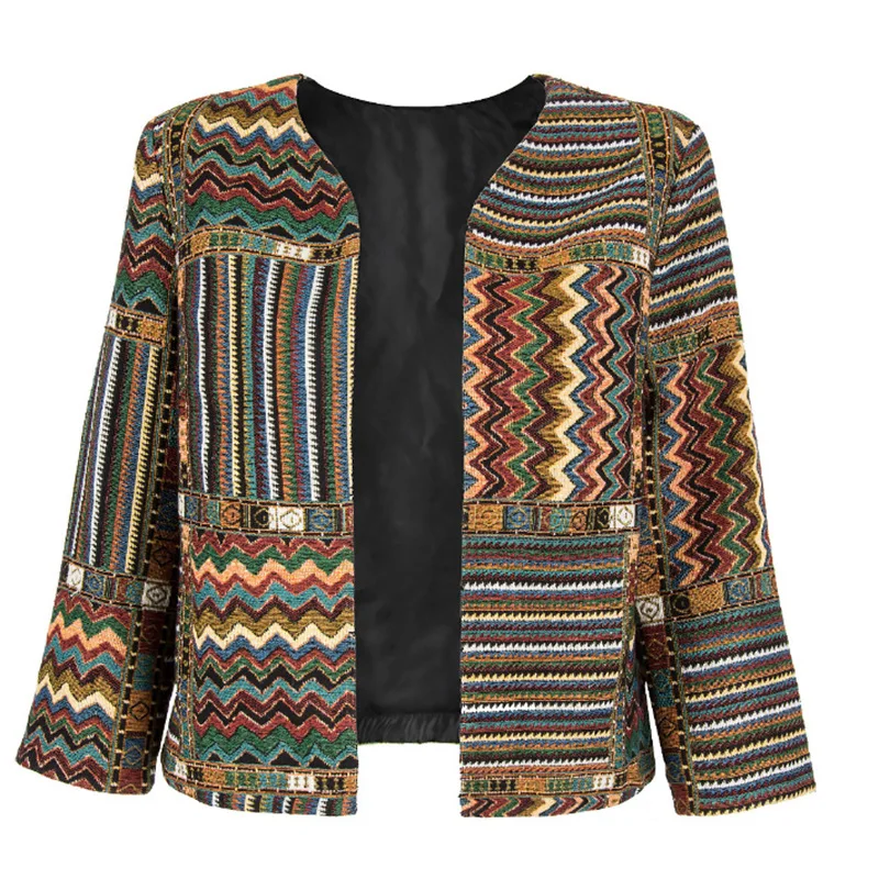 

Vintage Women Printing Coat Winter Autumn Fashionable Slim Female Crop Top
