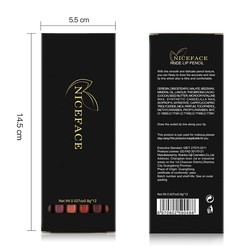 NICEFACE 12 шт./компл. Водостойкий карандаш для губ тинт пигментная губная помада