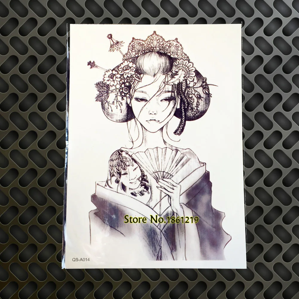 Bien connu 1 PZ Nuovo Disegno Giappone Geisha Girl Tatuaggio estate Stile WB18