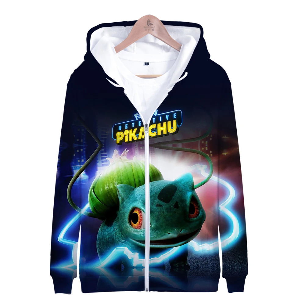 Толстовка на молнии с 3D принтом «Pokemon Detective Pikachu»; повседневные толстовки; Новая модная крутая осенняя и зимняя одежда; свитер