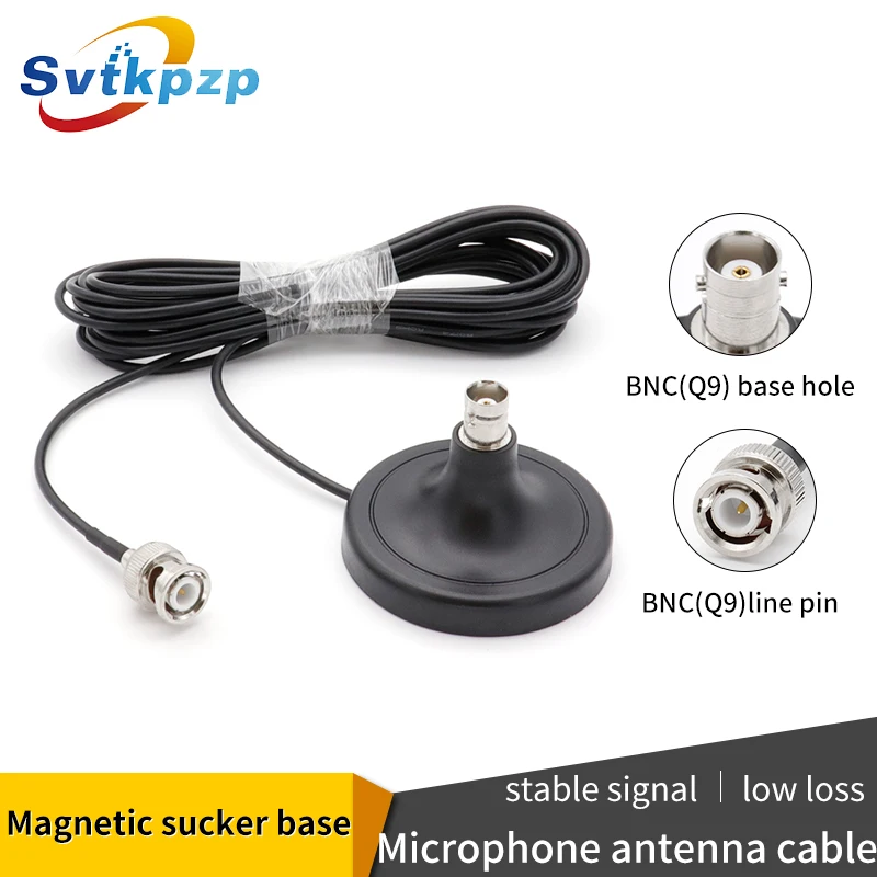 Q9 BNC Connector Magnetic Sucker Antenna for Wireless Microphone 5dB Gain Signal Amplifier with Extension Cable 590MHz to 860MHz