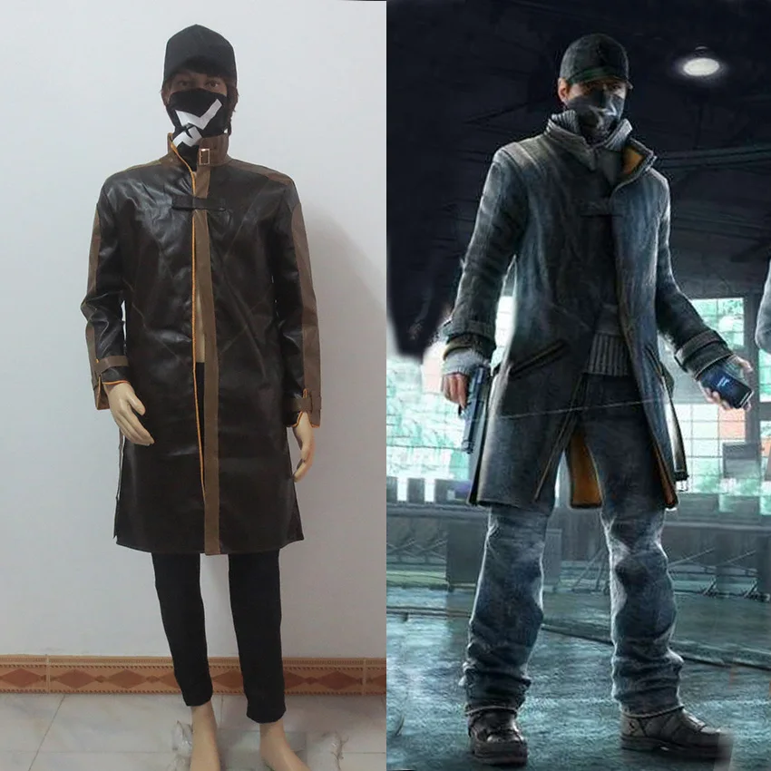 Часы собак Aiden Pearce косплей костюм пальто + брюки шляпа маска|aiden pearce|cosplay costumewatch dogs |