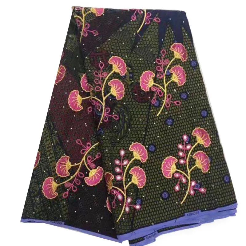 

Embroidery Cotton African Super Wax Fabric for Dress Party, Africa Ankara Wax Nigerian Real Dutch Wax Veritable Block Print