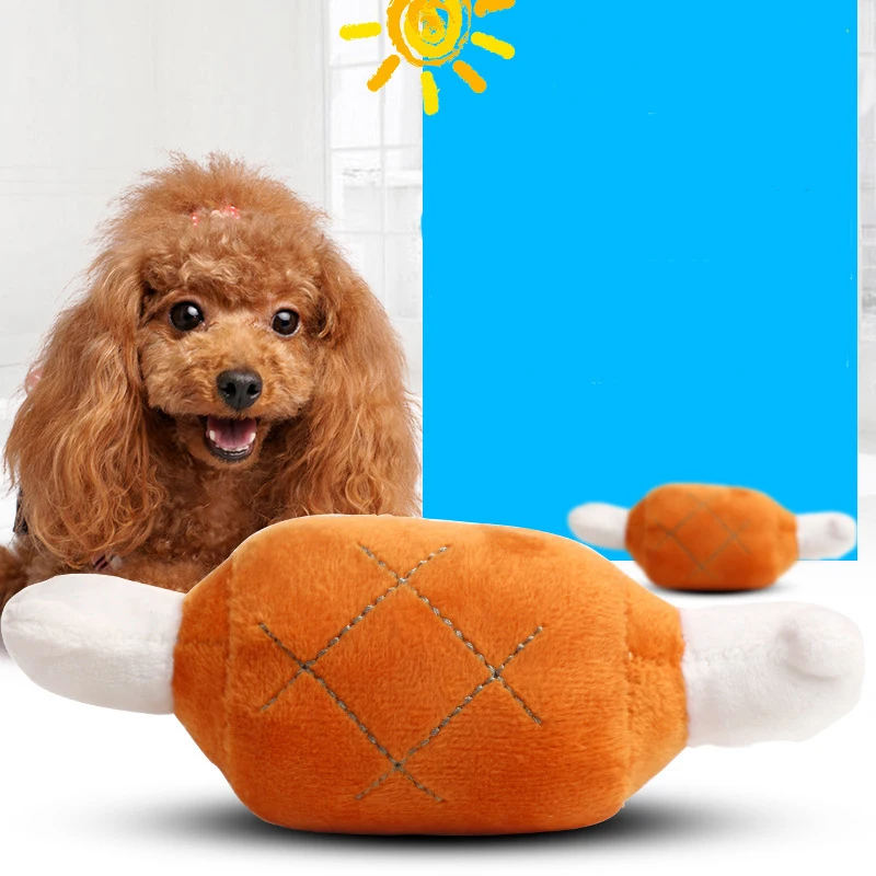 Pet Plush Chew Squeak Toys Dog Interactive Chicken Legs Shape Sounding Plaything Puppy Durable