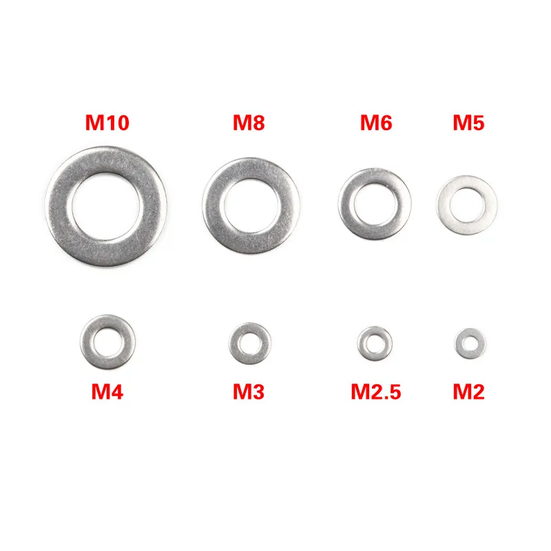 50/100 шт Нержавеющая сталь плоская шайба M1.6-M10 плоские шайбы Ассортимент Комплект для аппаратных аксессуаров