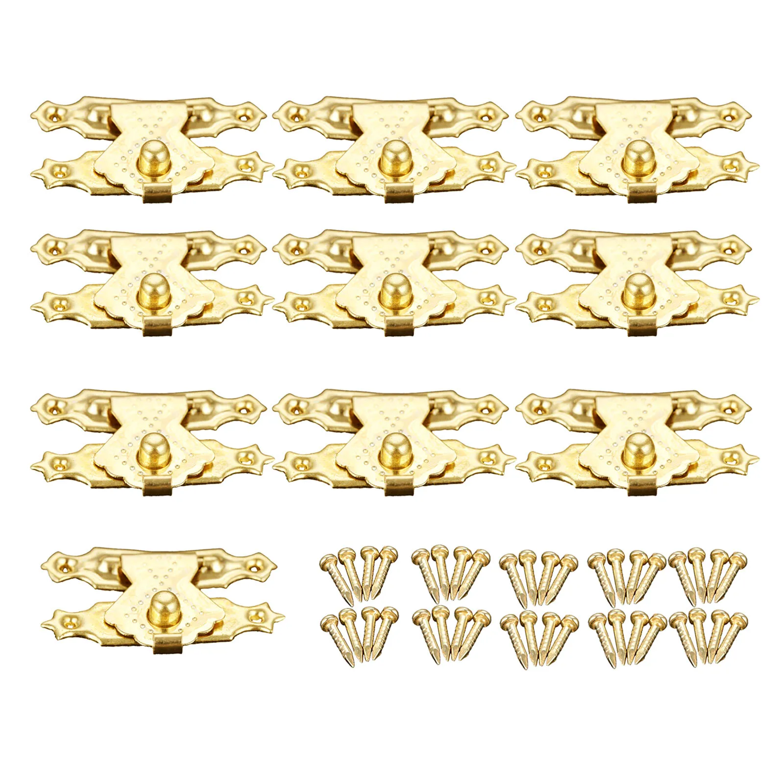 

10Pcs Antique Gold Hasps Lock Wooden Jewelry Gift Box Decorative Hasp Latch Furniture Buckle Clasp Wood Finuture Hook 24*17mm