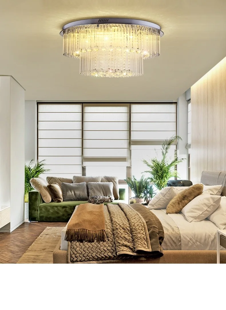 Sala de Estar Iluminação de Teto Lmparas de Techo Luz de Teto Cristal Levou Lâmpada Lustre Quarto Luminárias Plafonnier Rodada Luxo 5 Quarto Sala de estar Iluminação de Teto