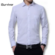 ISurvivor для мужчин весеннее платье рубашки для мальчиков Camisa Masculina мужской повседневное Мода Тонкий Встроенная с длинными рукавами