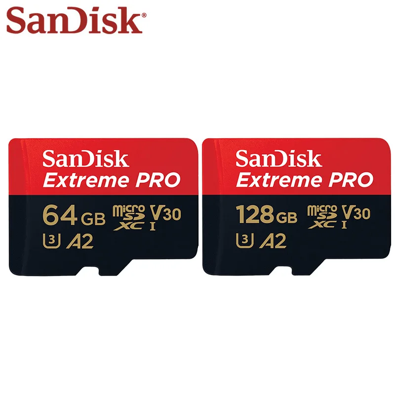 Дешевый SanDisk Extreme Pro 170 МБ с. A2 U3 64 ГБ 128 ГБ SDXC V30 черный карта памяти Micro SD карта microSDXC TF карты с SD адаптер